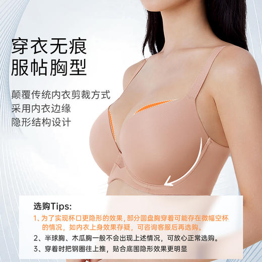 奶糖派大胸光面无痕全罩杯文胸隐形杯轻盈透气大胸显小内衣女胸罩 商品图1