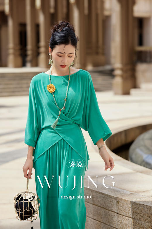 【雾境定制】空谷幽兰系列轻薄透气醋酸针织两件套 3204132 商品图0