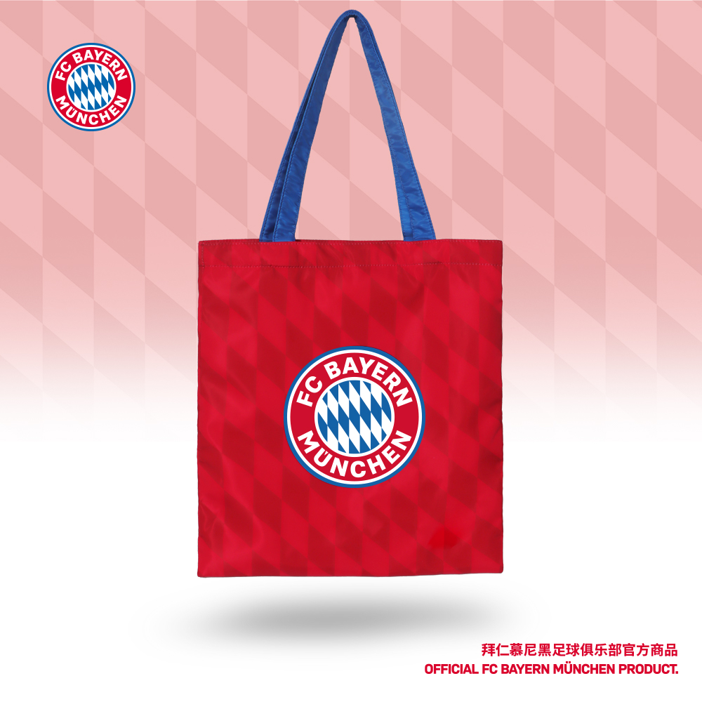 【官方正版】拜仁慕尼黑足球俱乐部| 红色暗纹队徽帆布包球迷手提袋