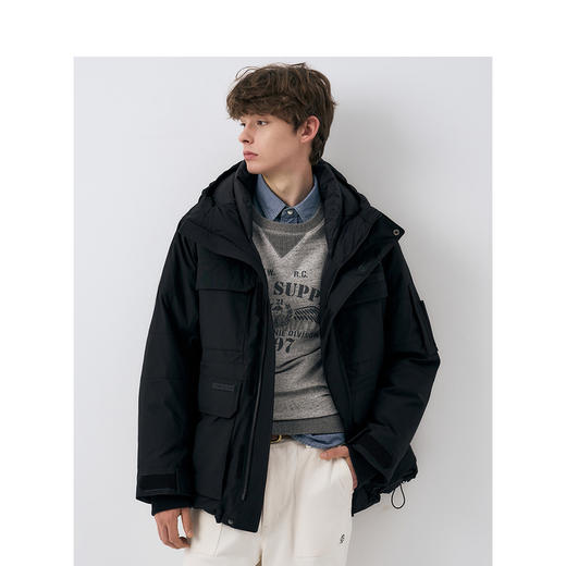 Teenie Weenie小熊男装字母连帽羽绒服男冬季TNJD248C10I 商品图2