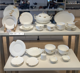 【特惠6折，仅1套，无货退款】轻奢骨瓷餐具套装欧式创意现代简约碗碟套装家用碗盘碟送礼陶瓷碗流金岁月