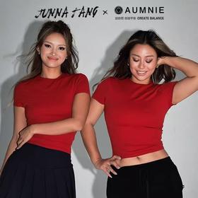 AUMNIE澳弥尼都市T恤长款修身短上衣百搭休闲健身运动跑步短袖女