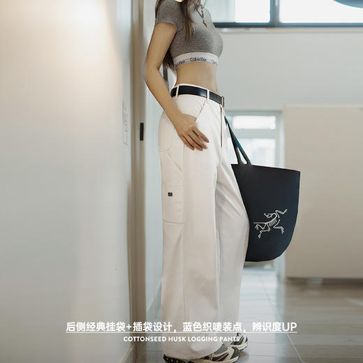 马登棉籽壳白色伐木工直筒裤纯棉百搭休闲裤美式复古工装裤夏季女 商品图1