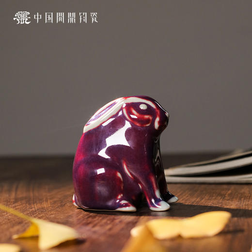 问鼎钧瓷唐白兔茶宠摆件(缺货) 商品图4