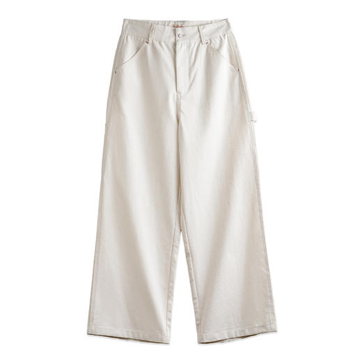 马登美式复古棉籽壳白色直筒裤百搭伐木工休闲裤原胚色工装裤女秋 商品图6