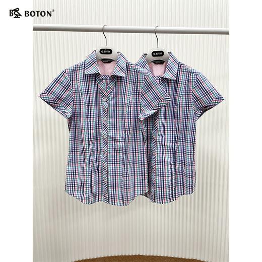 【第2件半价！尾货清仓不退换】波顿女士休闲短袖格仔衬衫LS736216 商品图3