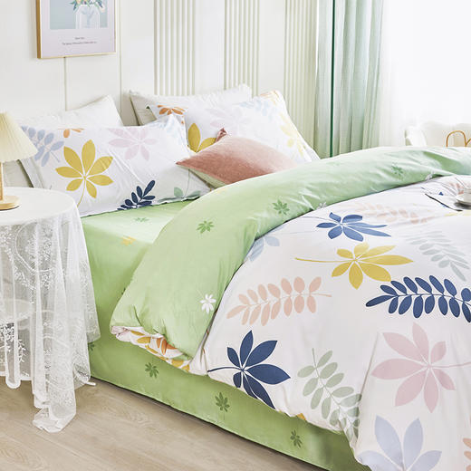 蜻蜓亲肤棉床上四件套小清新床上田园风床单被套学生宿舍-素雅 被套200*230cm 商品图2