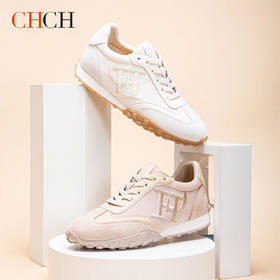 CHCH平衡鞋春夏新款休闲女鞋刺绣德训鞋平底系带阿甘鞋女
