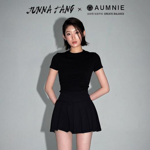 AUMNIE澳弥尼都市T恤长款修身短上衣百搭休闲健身运动跑步短袖女 商品图3