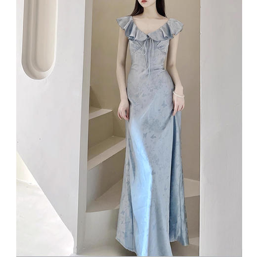 裁缝学苑AQ322小飞袖v领连衣裙纸样女装茶歇法式荷叶边长裙子样板 商品图1