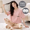 【穿上它，重新定义你的家居服】带胸垫夏季睡衣女 棉质卡通可爱短袖七分裤 免穿文胸家居服套装舒适-QQ 商品缩略图11