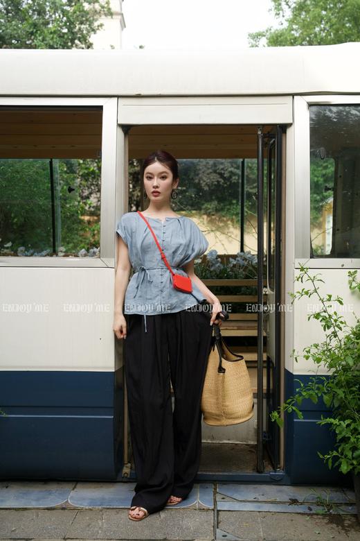 【门店同款】ENJOY夏季自然-苎麻系带上衣 158403344 商品图2