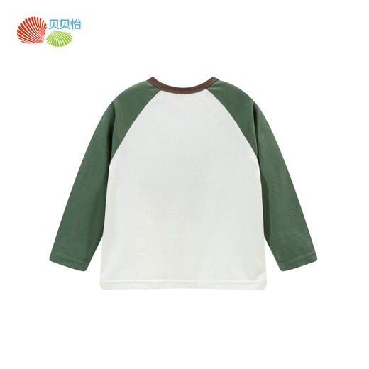 贝贝怡童装男童全棉长袖T恤2024秋新品撞色插肩袖打底衫柔软舒适ZB3DS009 商品图4