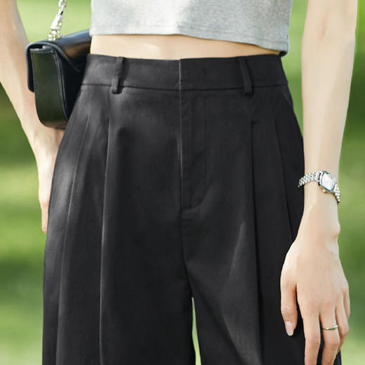 逸阳24年夏薄款宽松显瘦高腰直筒休闲八分裤1270 商品图4