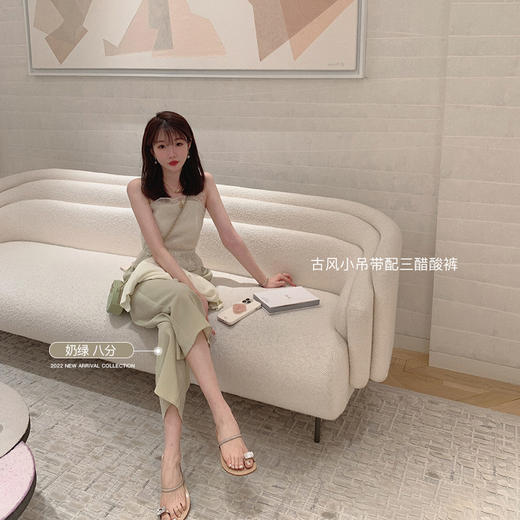 金蘑菇菇【三醋酸滑滑裤】72%绿纤哑光八分+珠光及地裤宽松拖地裤 商品图2