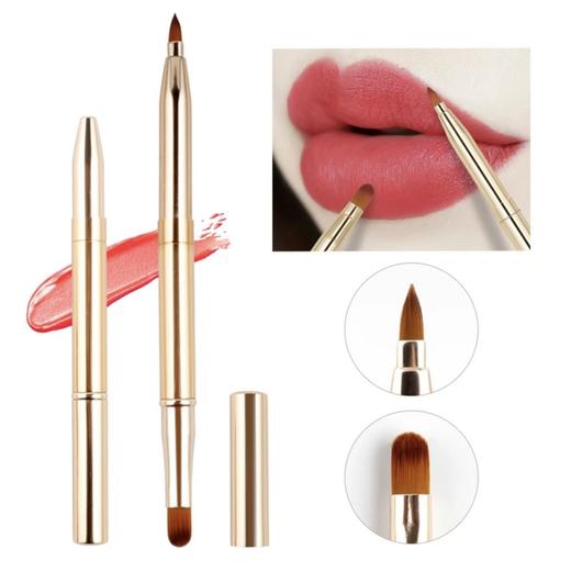 伸缩双头口红刷便携式带盖唇刷初学者唇线笔涂口红专用 商品图0