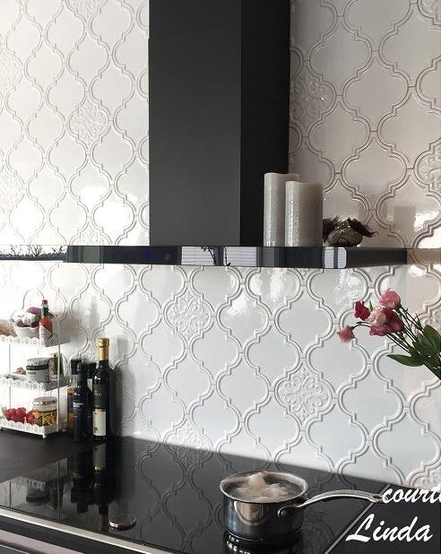 CHA-DL73150-B1 175*150mm 亮面白色花片花砖 商品图1