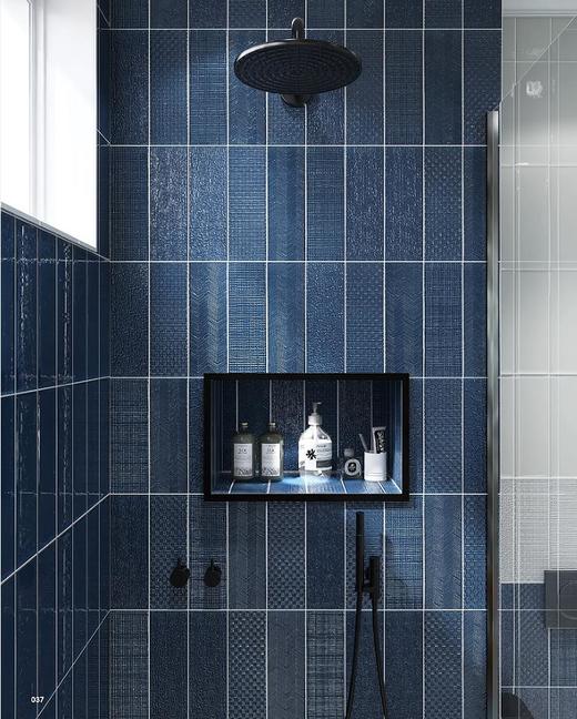 CHA-C130-2 100*300mm 亮面蓝色模具面花砖 商品图1