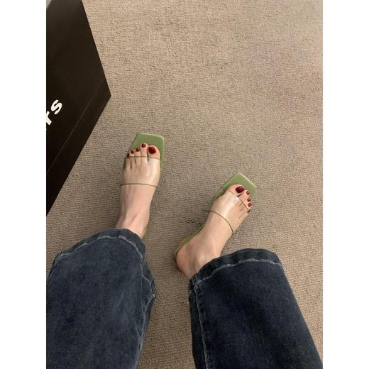 【上脚超美滴❗️新款透明一字拖】超软皮质，舒适透气不累脚，款式高级百搭，粗跟外穿法式凉拖Y 商品图2