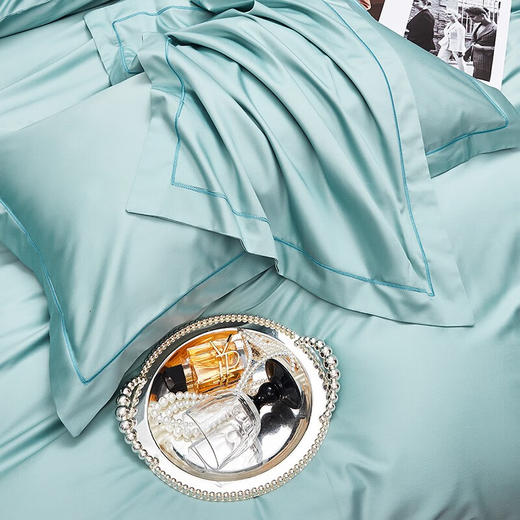 红蜻蜓亲肤棉床上单被套学生宿舍 100支长绒棉贡缎四件套 -秘境蓝 被套200*230cm 商品图4