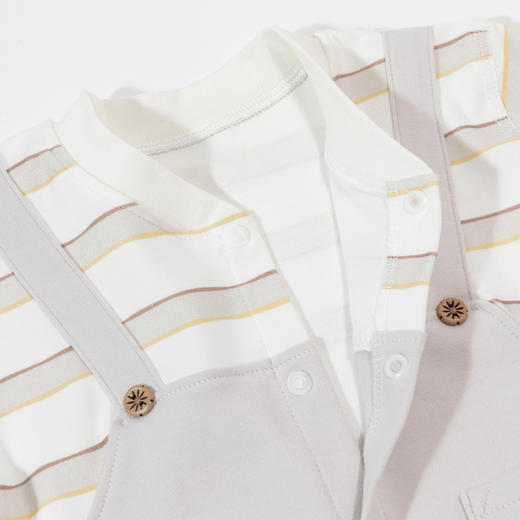 贝贝怡婴幼儿童前开连体衣舒适纯棉假两件背带哈衣春秋季单穿打底ZB3DL013 商品图2