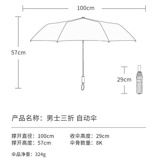 法国MC marieclaire男士男生全自动雨伞男折叠伞防雨伞高档商务伞 商品图4