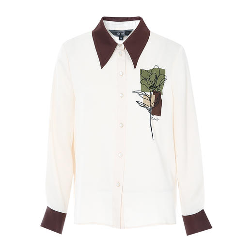 EITIE爱特爱秋季新款气质通勤舒适百搭显瘦撞色衬衫7509207 商品图5