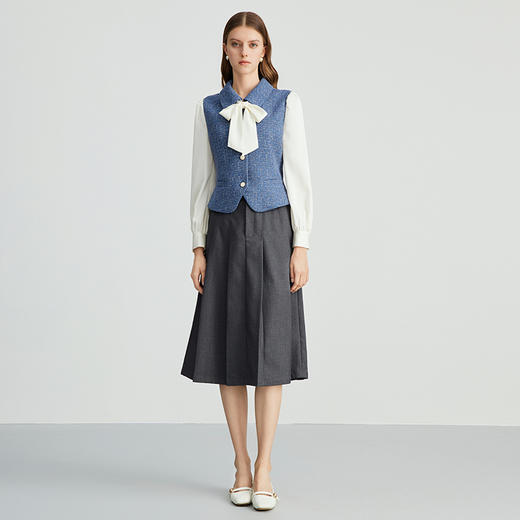 EITIE爱特爱复古假两件飘带翻领收腰显瘦气质香风小上衣新款C2413414 商品图3