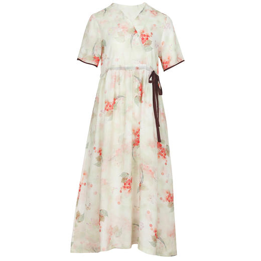 高端苎麻印花连衣裙大摆裙YM-S188 商品图4