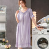 【还原少女典雅气质！韩版公主风长款睡裙】一条睡裙的温柔宠溺，零感无痕体验舒适的惊艳一刻，甜美一字领荷叶边睡衣家居服L 商品缩略图2