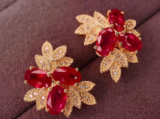 2.1ct 红宝石耳钉 商品图0