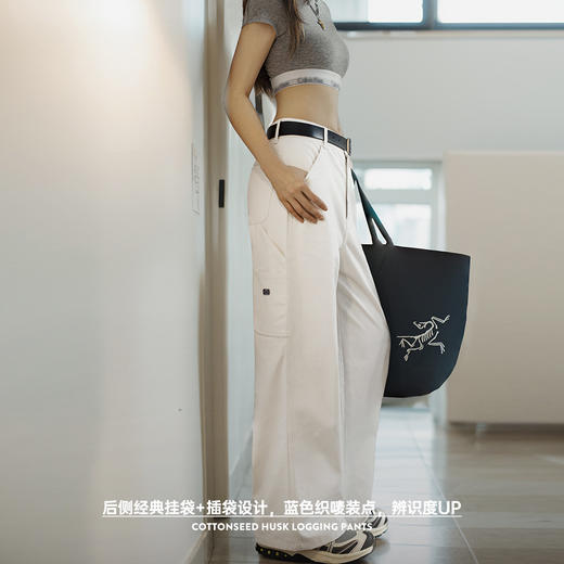 马登美式复古棉籽壳白色直筒裤百搭伐木工休闲裤原胚色工装裤女秋 商品图1