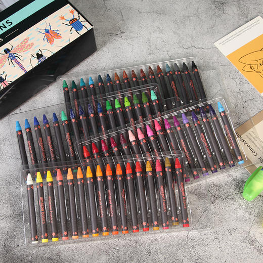 两盒装！亚M逊出口元单 68色无毒可擦绘画涂鸦填色蜡笔 PJ908 商品图1