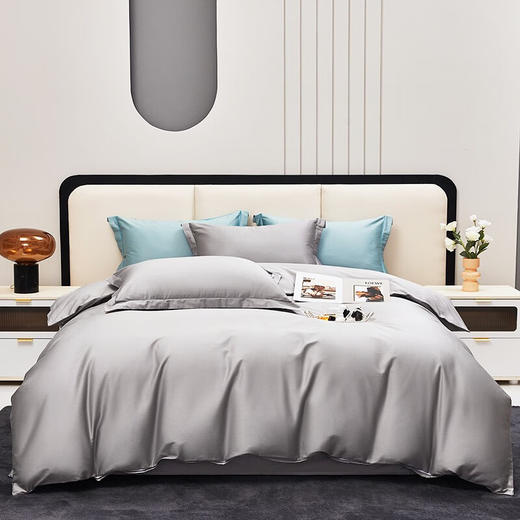 红蜻蜓亲肤棉床上单被套学生宿舍 100支长绒棉贡缎四件套 -太空灰 被套200*230cm 商品图0