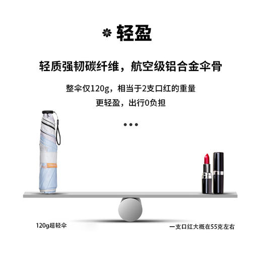 法国MC marie claire超轻遮阳伞女防晒伞防紫外线便携晴雨太阳伞 商品图7