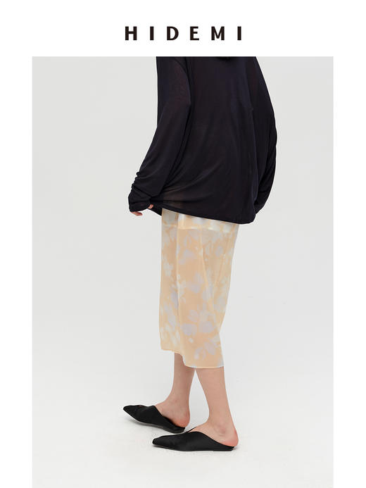 HIDEMI 设计感艺术感水波柔雾印花清透感油画系列微透半身裙 商品图7