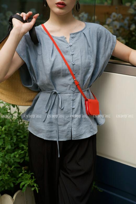 【门店同款】ENJOY夏季自然-苎麻系带上衣 158403344 商品图3