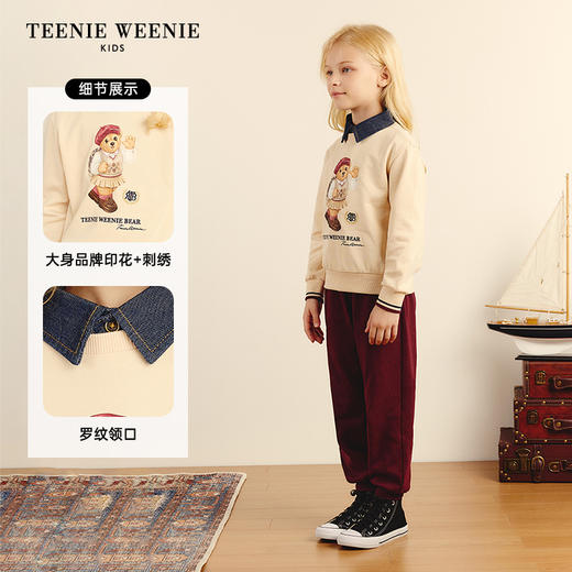 TeenieWeenie Kids小熊童装秋季童印花学院风百搭卫衣TKMW243854K 商品图2