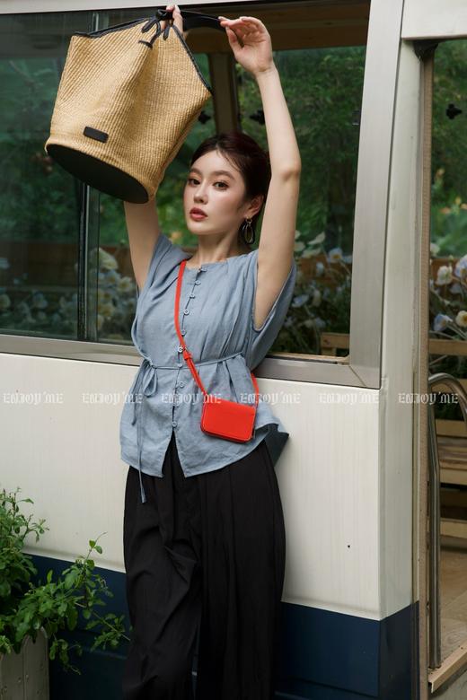 【门店同款】ENJOY夏季自然-苎麻系带上衣 158403344 商品图4