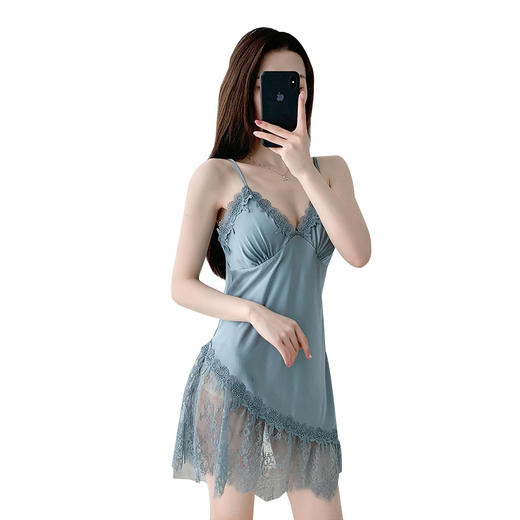 【质地轻柔亲肤！性感吊带裙】轻奢高级感柔软透气，v领花边舒适，尽显修长颈部，打造身材曲线，蕾丝花边舒适家居服L 商品图4