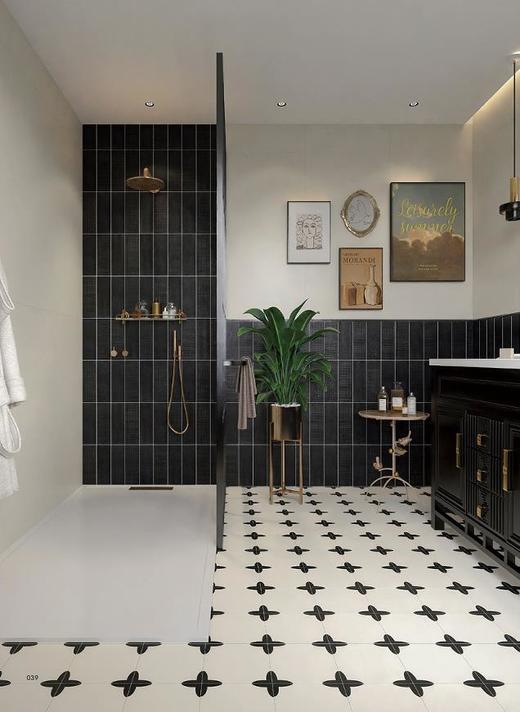 CHA-C130-11H 100*300mm 哑面哑光黑模具面花砖 商品图1