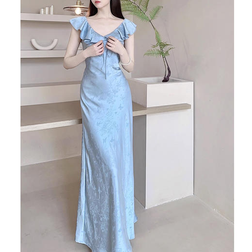 裁缝学苑AQ322小飞袖v领连衣裙纸样女装茶歇法式荷叶边长裙子样板 商品图3