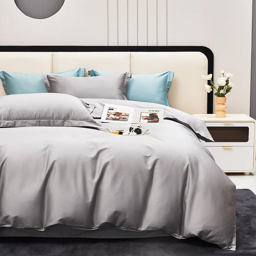 红蜻蜓亲肤棉床上单被套学生宿舍 100支长绒棉贡缎四件套 -太空灰 被套200*230cm 商品图2