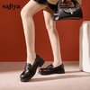 Safiya/索菲娅2025英伦真皮石头纹圆头金属扣百搭粗跟乐福鞋 SF43112103 商品缩略图3