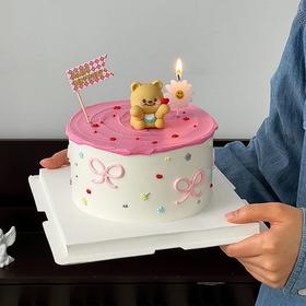 粉色黄油小熊生日蛋糕（百分百进口动物奶油）