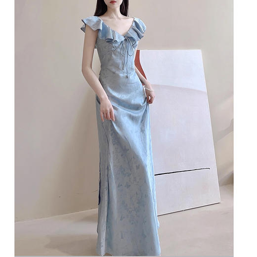 裁缝学苑AQ322小飞袖v领连衣裙纸样女装茶歇法式荷叶边长裙子样板 商品图5