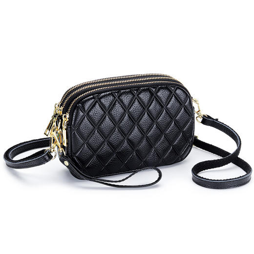 雀说 夏季女包包真皮菱格斜跨包百搭多隔层头层牛皮手拿包 4ZF-9952 商品图3