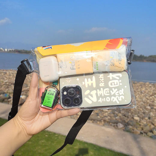 【激情盛夏，防水无忧】3层密封大号手机防水袋 斜跨游泳大容量防水腰包 pvc漂流户外密封透明触屏防水袋-QQ 商品图1
