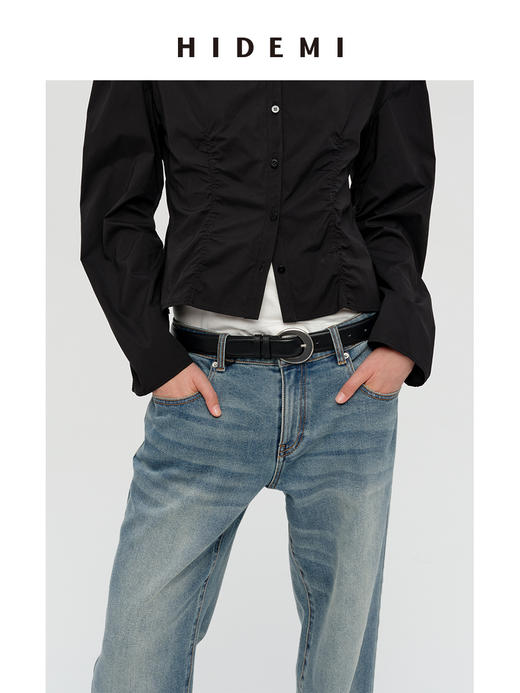 HIDEMI 多重水洗做旧显瘦复古中低腰九分小脚牛仔裤 商品图6