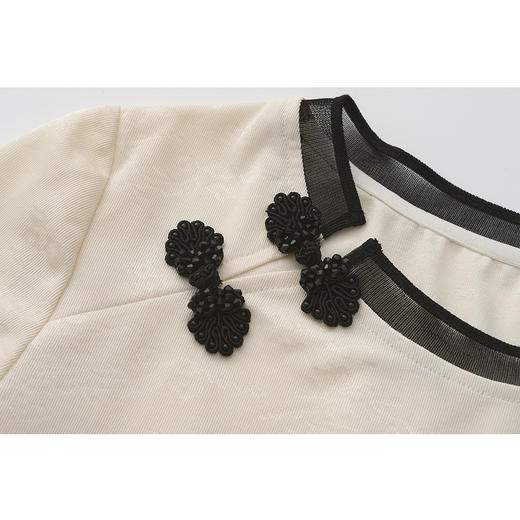 司歌修身圆领国风上衣刺绣T恤T891495X 商品图1